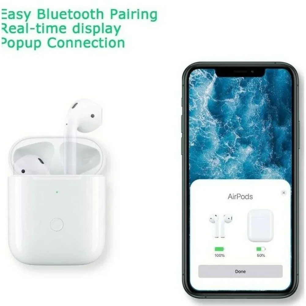 Wireless Charging Case Compatible w/AirPods 1 + 2 Bluetooth Pairing Sync Button
